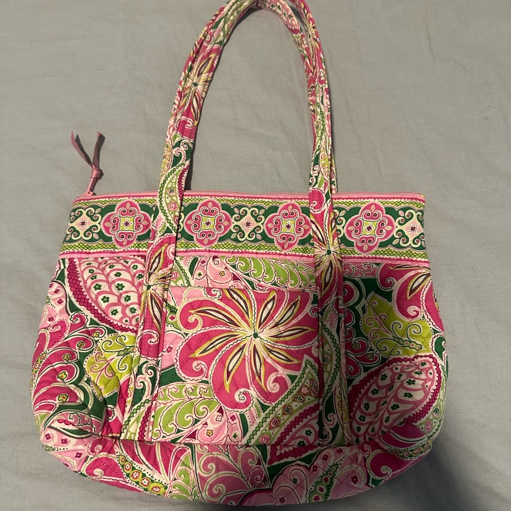 Vera Bradley Pink and Green Paisley Shoulder Bag